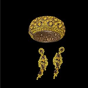 Gold and Yellow Rhinestone Jewelry Set